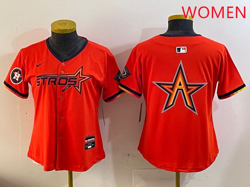 Women Houston Astros Blank Orange Three generations Joint Name 2025 Nike MLB Jersey style 8